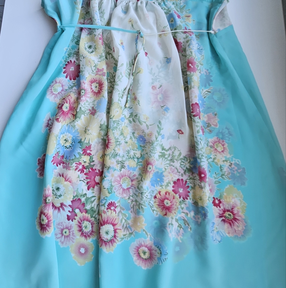 Oscar De La Renta Pink Label Vintage Turquoise Pink Floral Chemise Nightgown - Picture 11 of 16